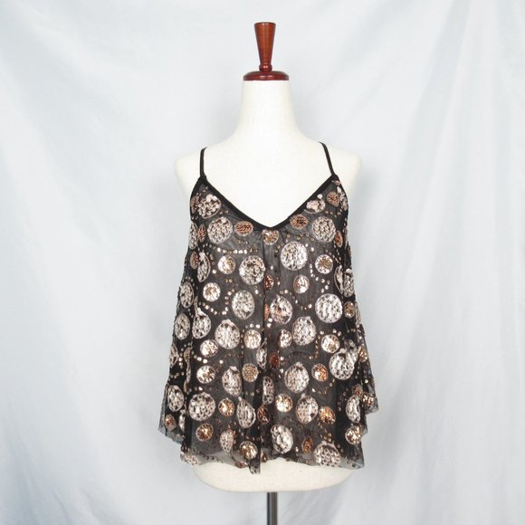 Anthropologie Let Me Be Sequin Embellished Tank Top Black - Small - Picture 4 of 13